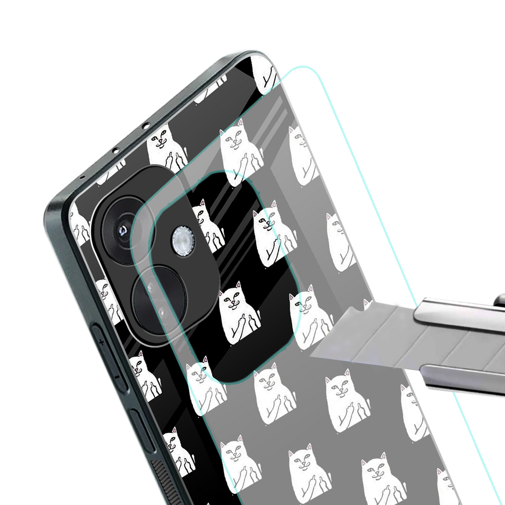 middle finger cat meme back phone cover | glass case for oneplus nord ce 3