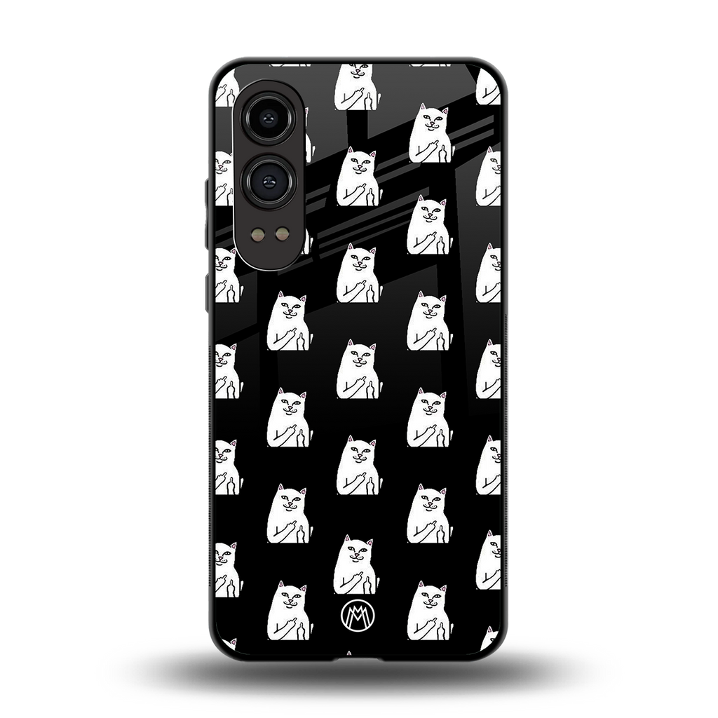 middle finger cat meme back phone cover | glass case for oneplus nord ce 4 lite