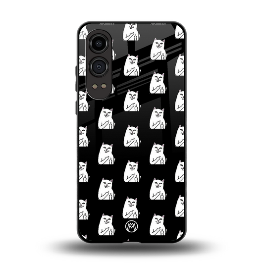 middle finger cat meme back phone cover | glass case for oneplus nord ce 4 lite