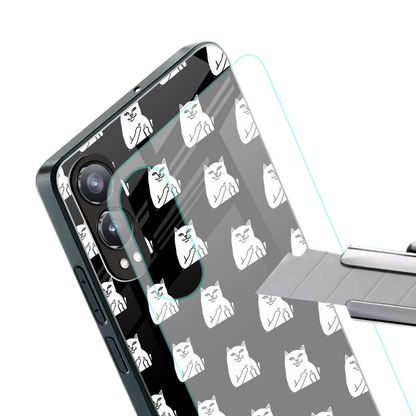 middle finger cat meme back phone cover | glass case for oneplus nord ce 4 lite