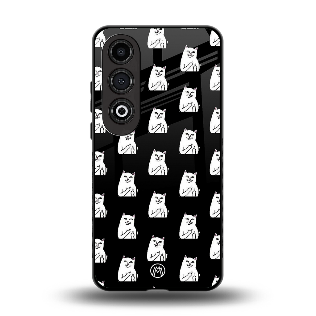 middle finger cat meme back phone cover | glass case for oneplus nord ce 4