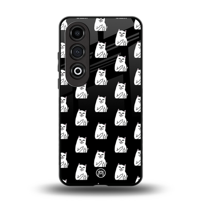 middle finger cat meme back phone cover | glass case for oneplus nord ce 4
