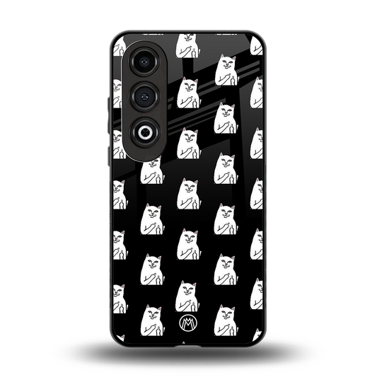 middle finger cat meme back phone cover | glass case for oneplus nord ce 4