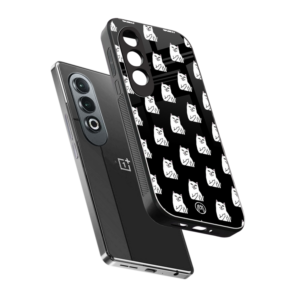 middle finger cat meme back phone cover | glass case for oneplus nord ce 4