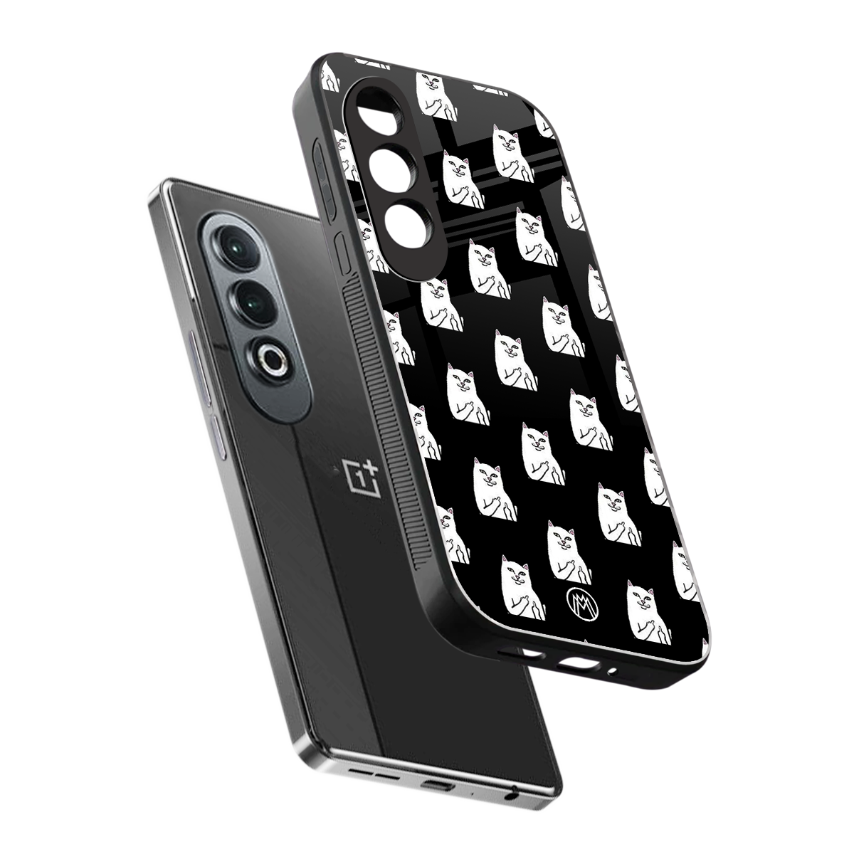 middle finger cat meme back phone cover | glass case for oneplus nord ce 4