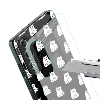 middle finger cat meme back phone cover | glass case for oneplus nord ce 4