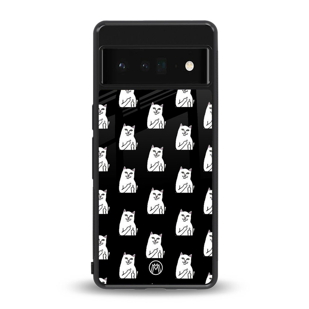 middle finger cat meme back phone cover | glass case for google pixel 6 pro