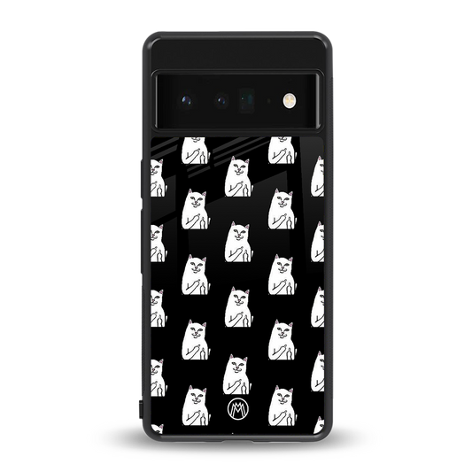middle finger cat meme back phone cover | glass case for google pixel 6 pro
