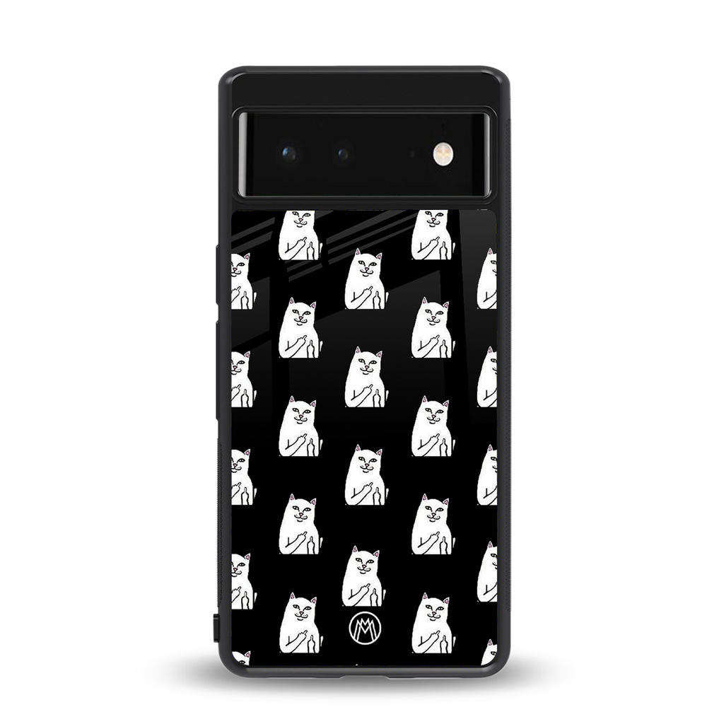 middle finger cat meme back phone cover | glass case for google pixel 6