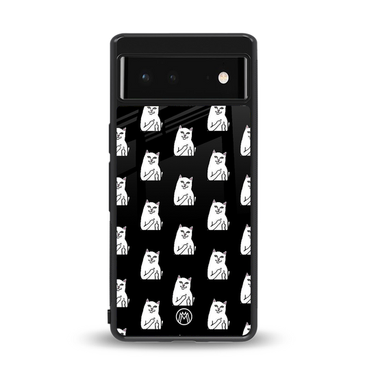middle finger cat meme back phone cover | glass case for google pixel 6