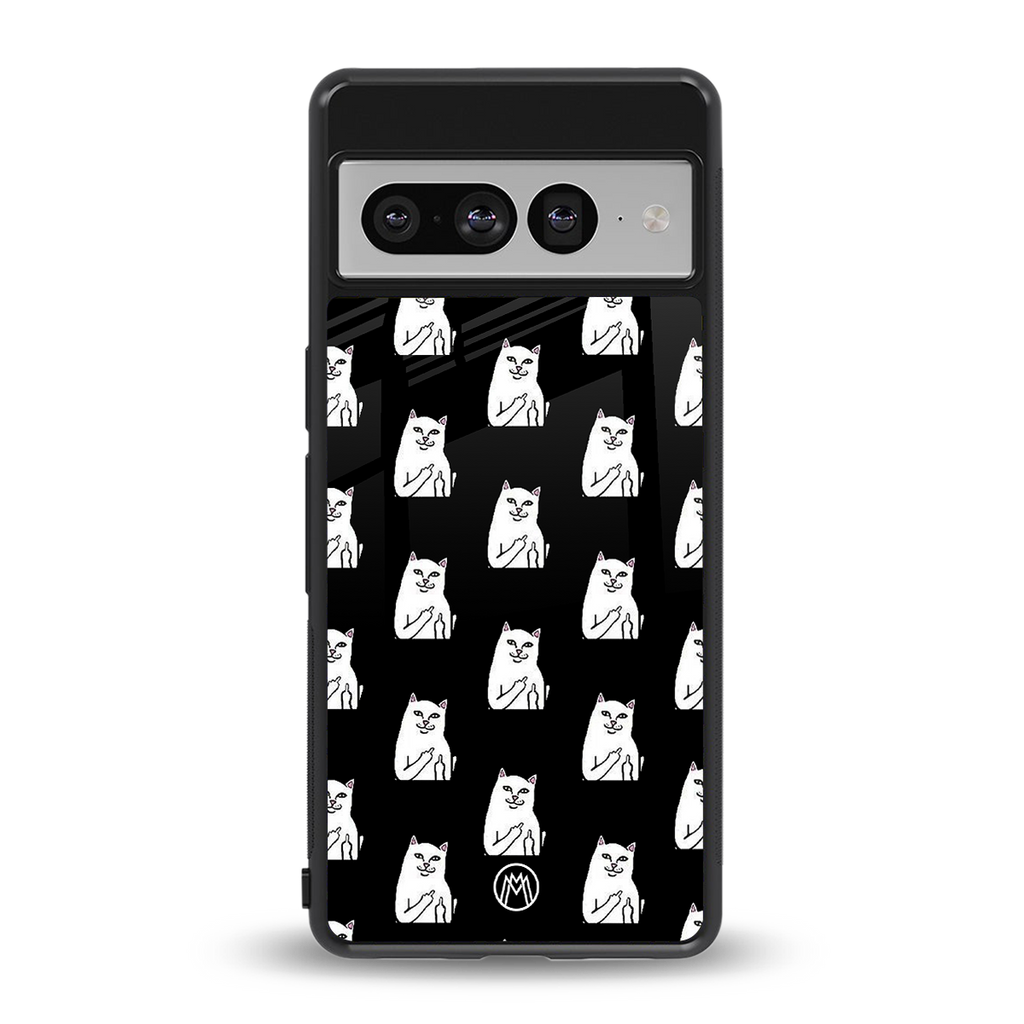 middle finger cat meme back phone cover | glass case for google pixel 7 pro