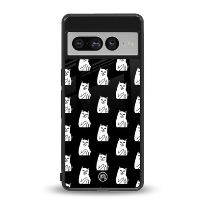 middle finger cat meme back phone cover | glass case for google pixel 7 pro