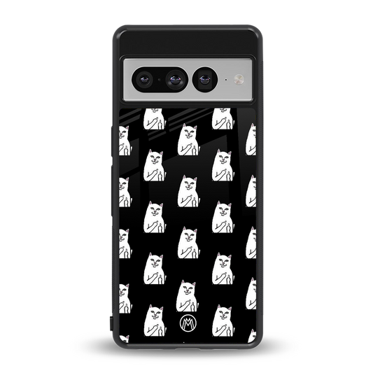 middle finger cat meme back phone cover | glass case for google pixel 7 pro