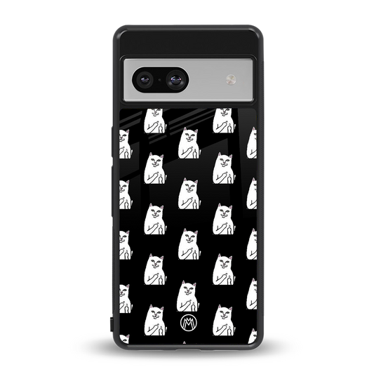 middle finger cat meme back phone cover | glass case for Google Pixel 7