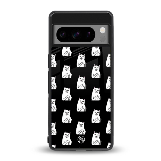 middle finger cat meme back phone cover | glass case for google pixel 8 pro