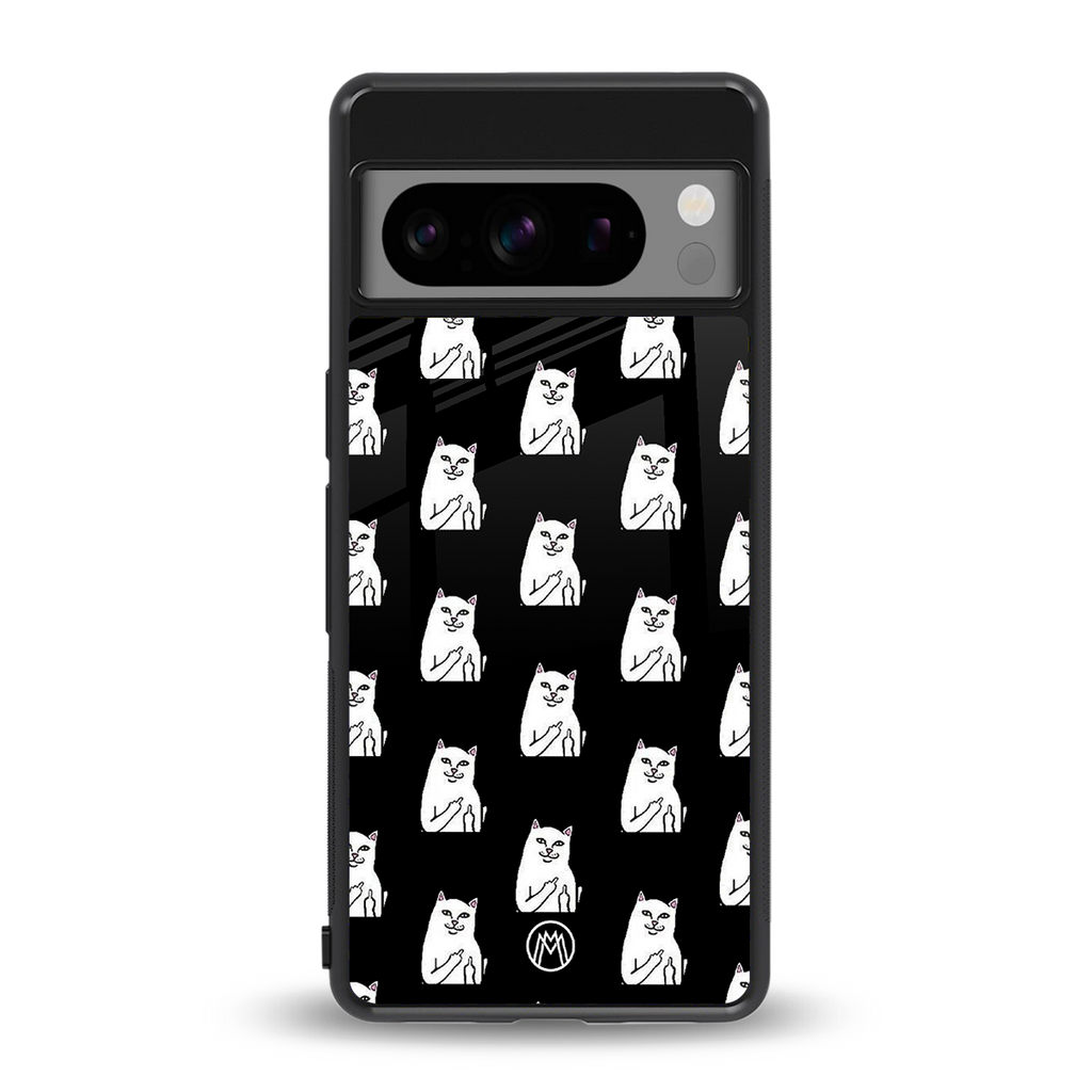 middle finger cat meme back phone cover | glass case for google pixel 8 pro