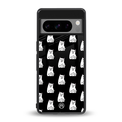 middle finger cat meme back phone cover | glass case for google pixel 8 pro