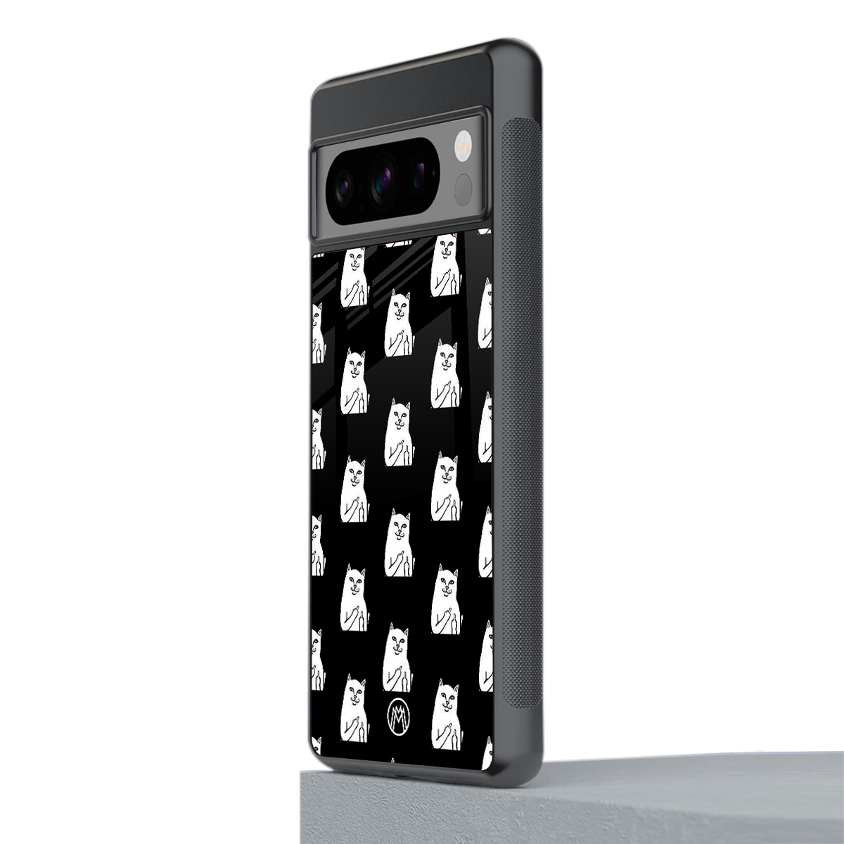 middle finger cat meme back phone cover | glass case for google pixel 8 pro