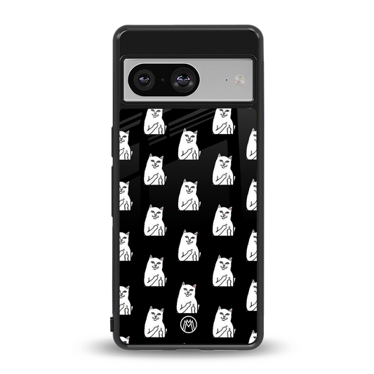 middle finger cat meme back phone cover | glass case for Google Pixel 8