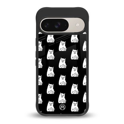 middle finger cat meme back phone cover | glass case for google pixel 9