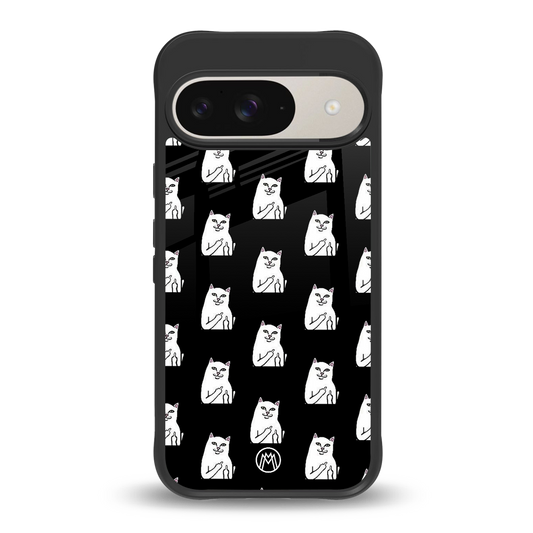 middle finger cat meme back phone cover | glass case for google pixel 9