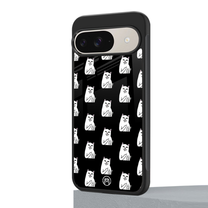 middle finger cat meme back phone cover | glass case for google pixel 9