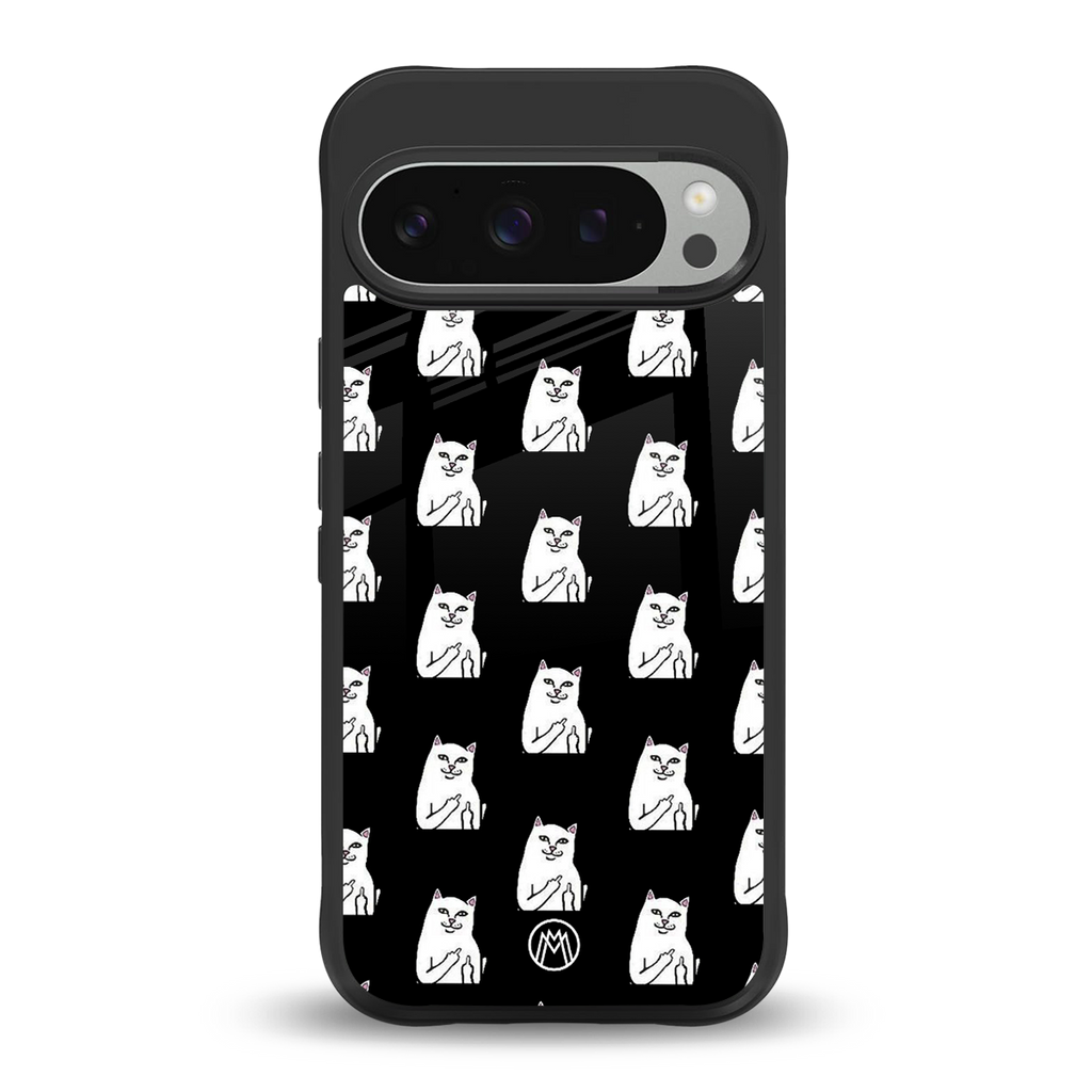 middle finger cat meme back phone cover | glass case for google pixel 9 pro
