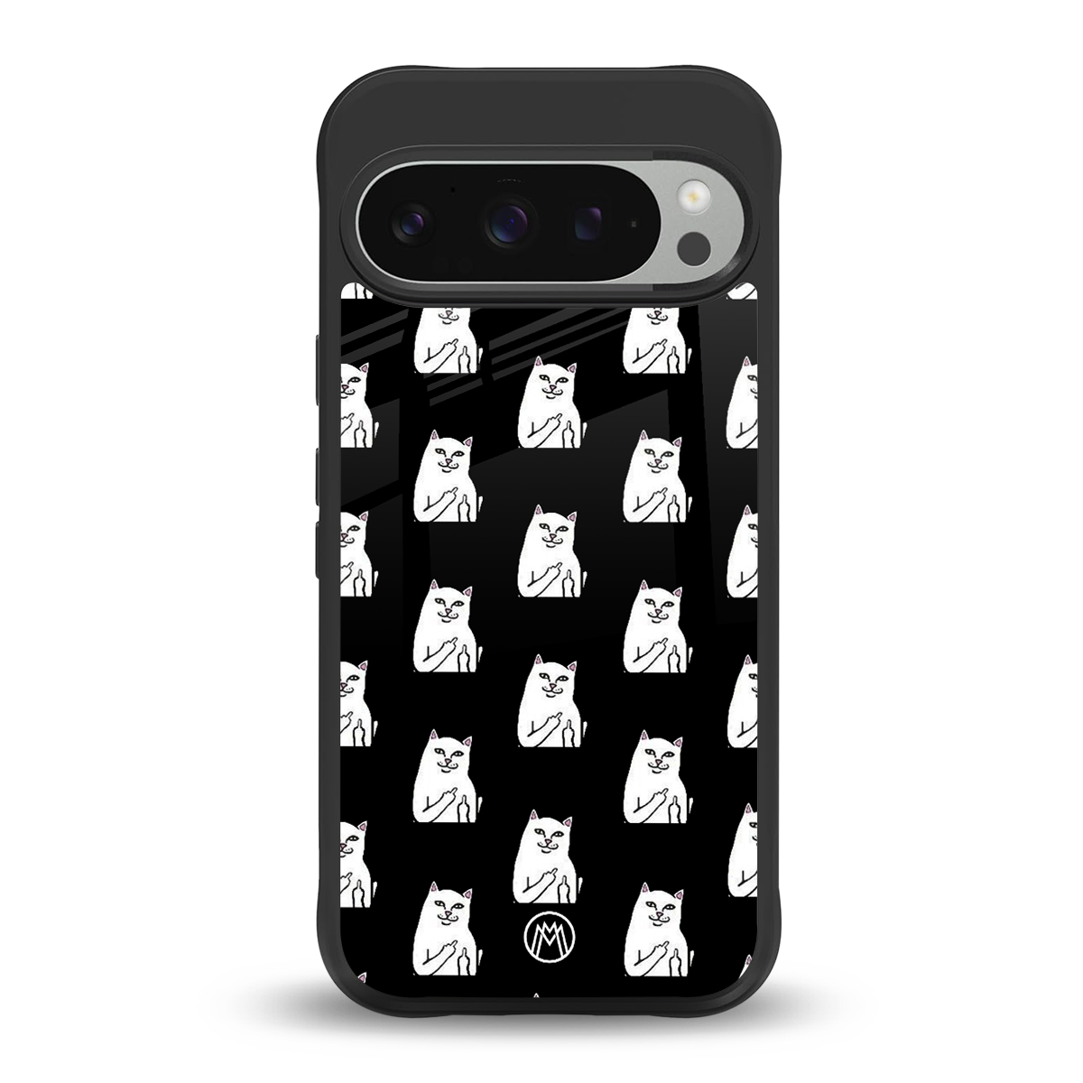 middle finger cat meme back phone cover | glass case for google pixel 9 pro xl