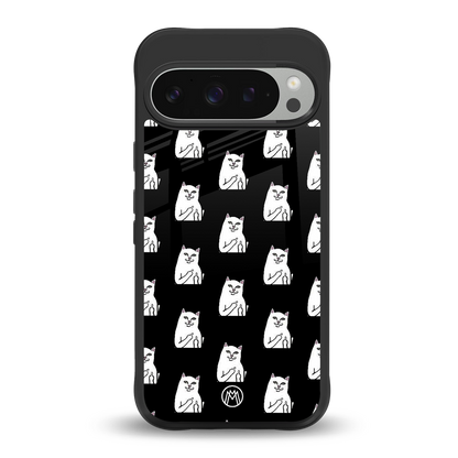 middle finger cat meme back phone cover | glass case for google pixel 9 pro xl