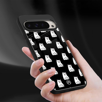 middle finger cat meme back phone cover | glass case for google pixel 9 pro xl