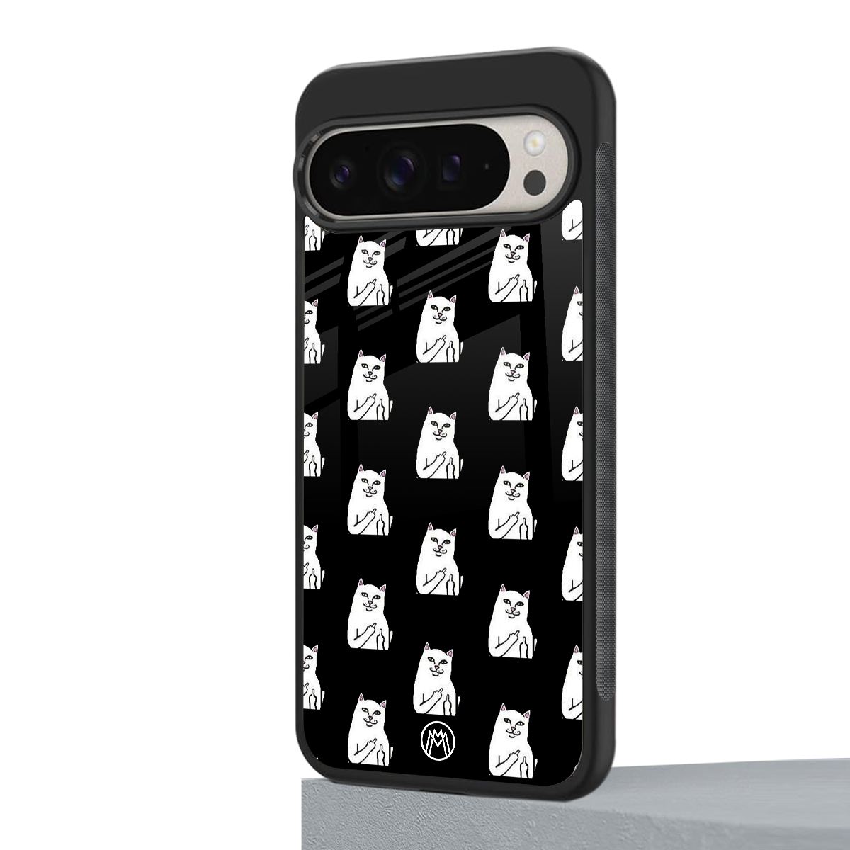 middle finger cat meme back phone cover | glass case for google pixel 9 pro