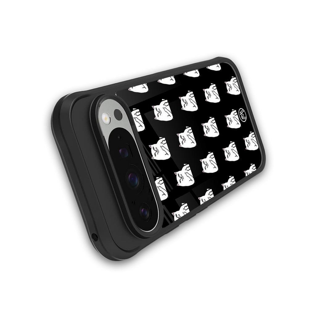 middle finger cat meme back phone cover | glass case for google pixel 9 pro