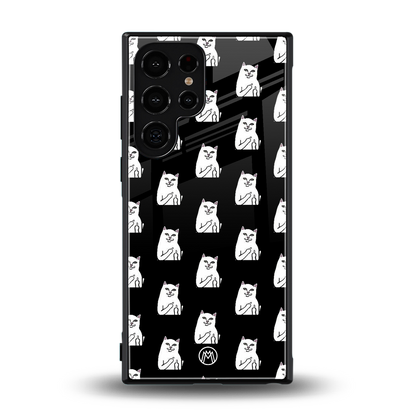 middle finger cat meme back phone cover | glass case for samsung galaxy s24 ultra