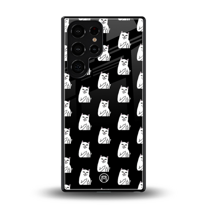middle finger cat meme back phone cover | glass case for samsung galaxy s25 ultra
