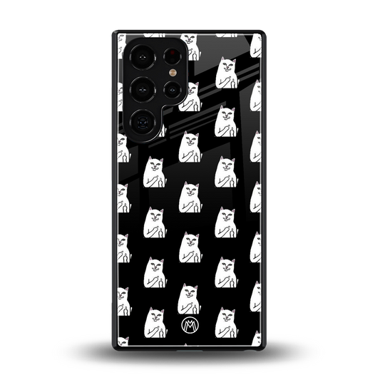middle finger cat meme back phone cover | glass case for samsung galaxy s25 ultra
