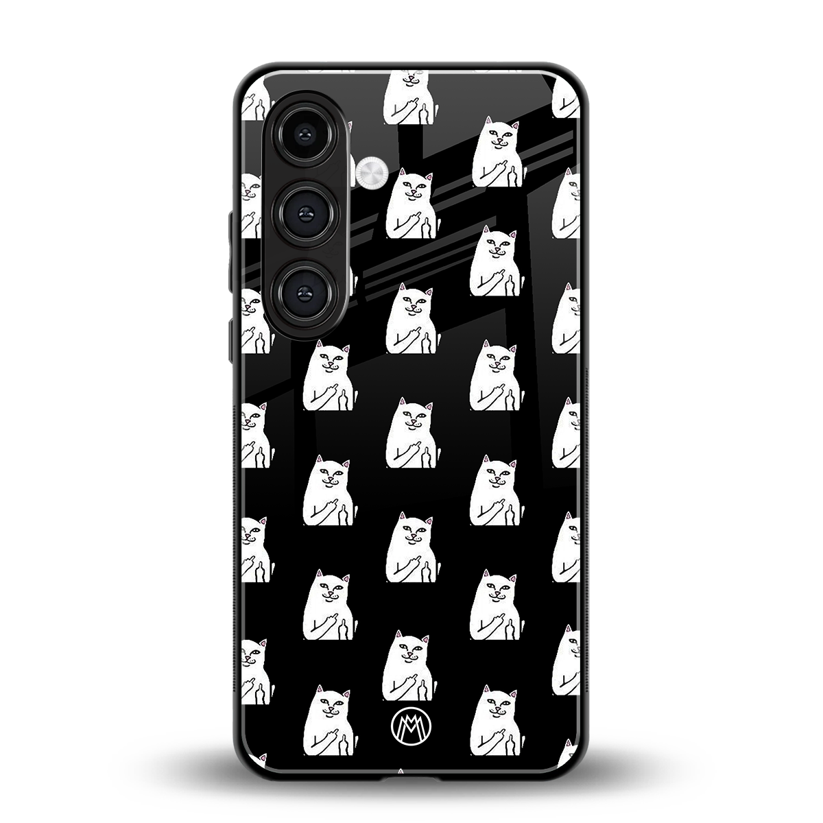 middle finger cat meme back phone cover | glass case for samsung galaxy s24 plus