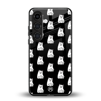 middle finger cat meme back phone cover | glass case for samsung galaxy s24 plus