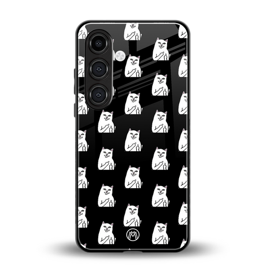 middle finger cat meme back phone cover | glass case for samsung galaxy s24 plus