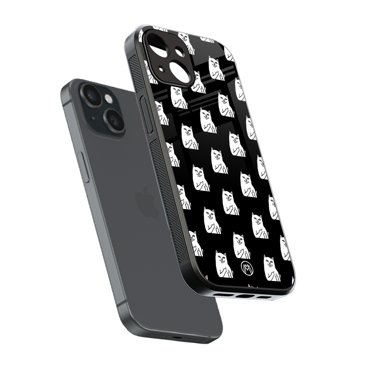 middle finger cat meme back phone cover | glass case for iphone 15
