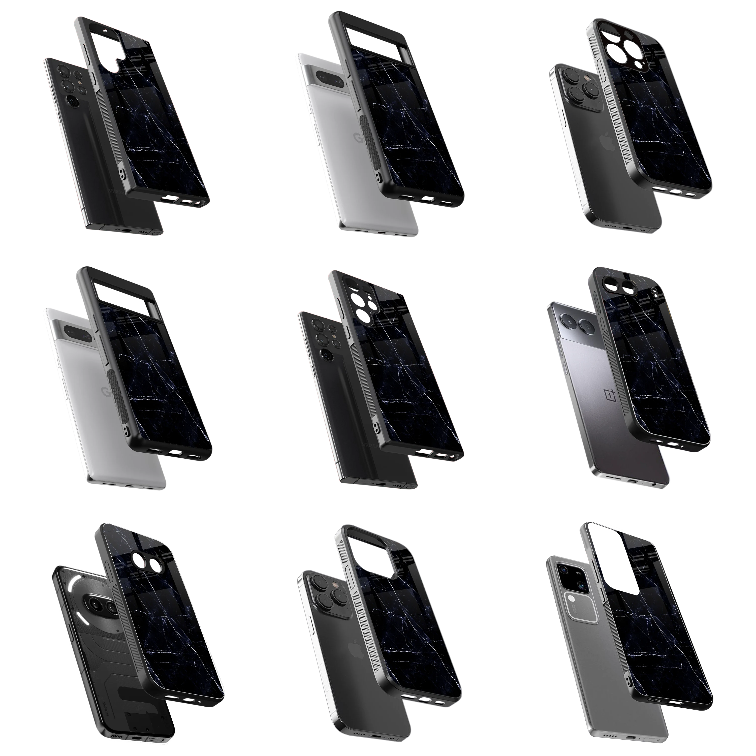 Durable Glass Back Mobile Case for iPhone, Samsung, OnePlus, Google Pixel, Redmi, Vivo, Oppo
