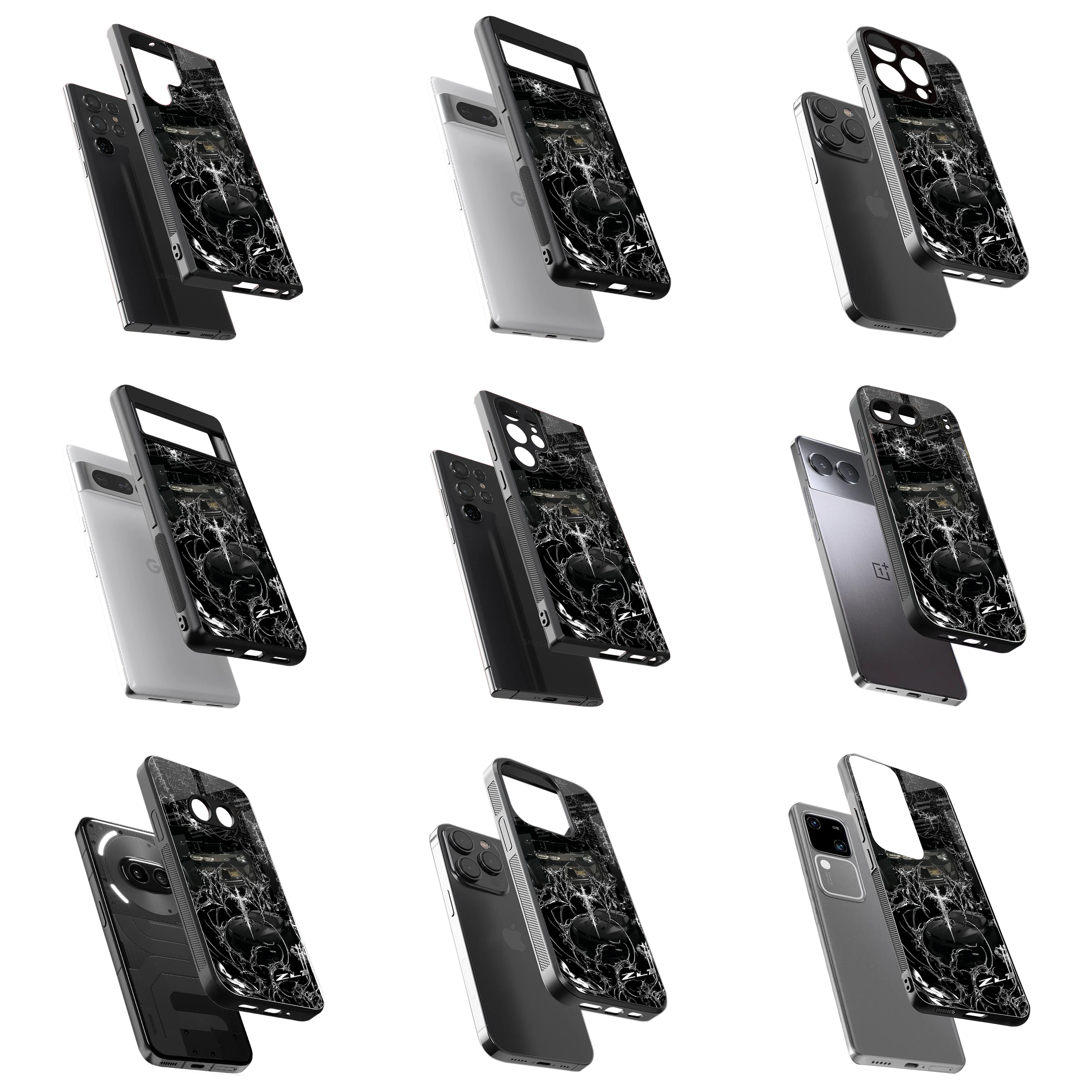 Durable Glass Back Mobile Case for iPhone, Samsung, OnePlus, Google Pixel, Redmi, Vivo, Oppo