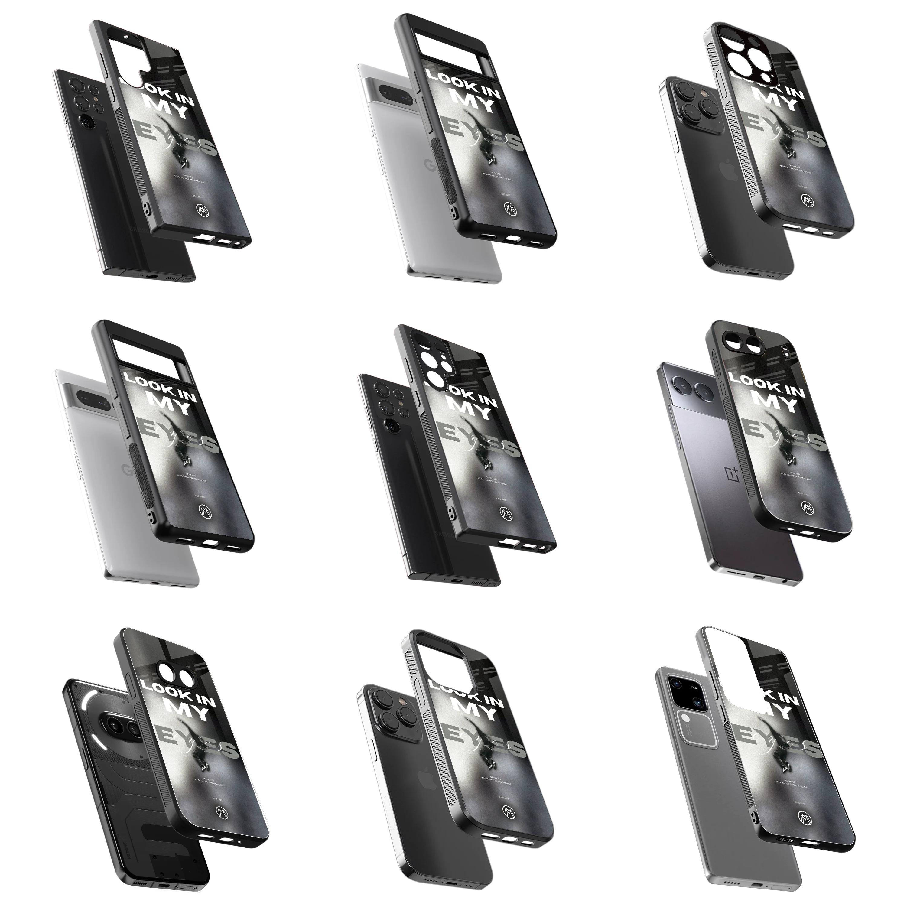 Durable Glass Back Mobile Case for iPhone, Samsung, OnePlus, Google Pixel, Redmi, Vivo, Oppo