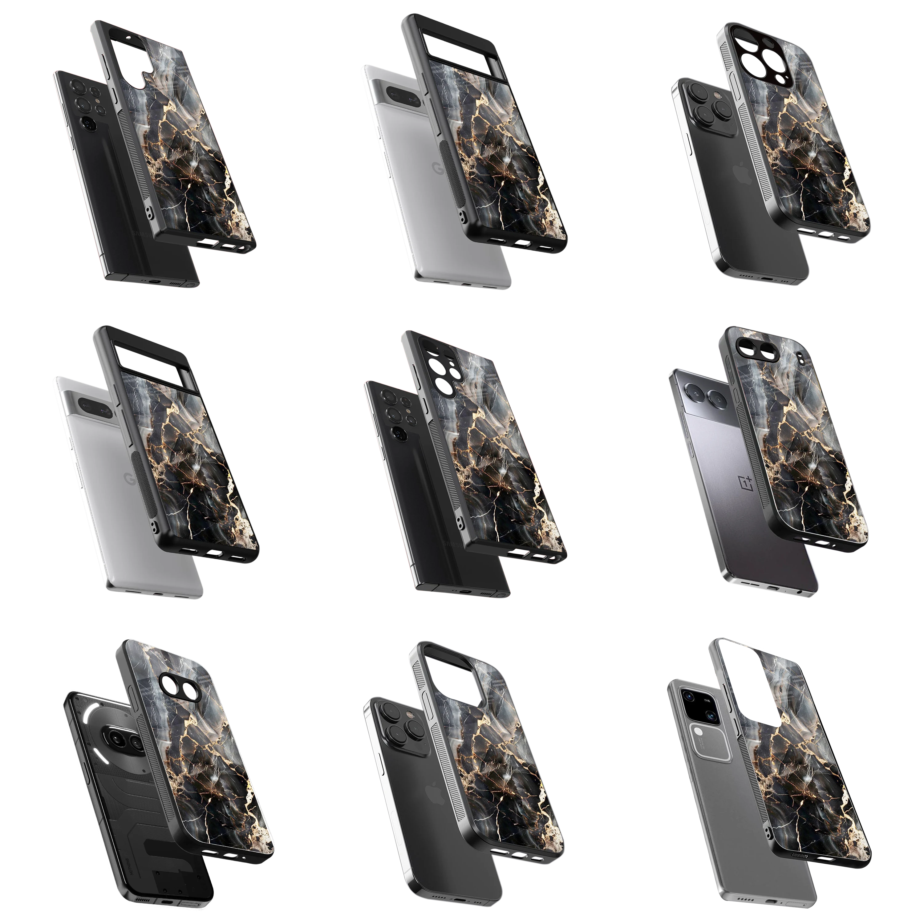 Durable Glass Back Mobile Case for iPhone, Samsung, OnePlus, Google Pixel, Redmi, Vivo, Oppo