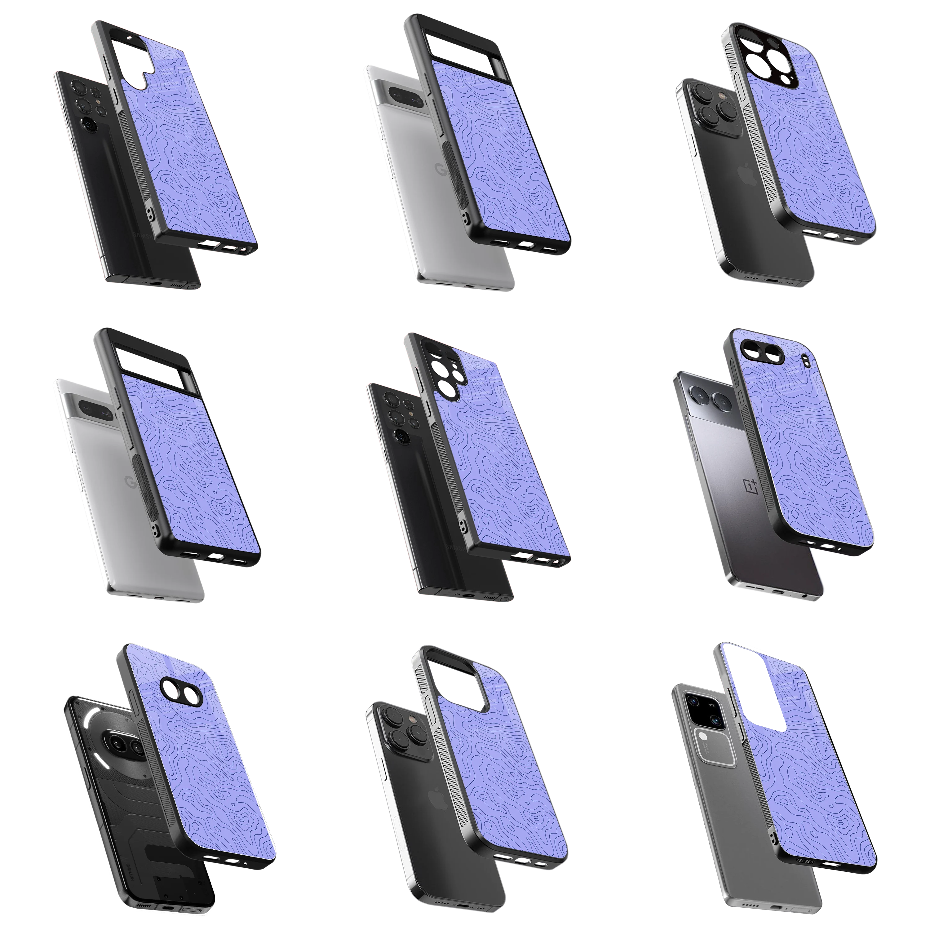 Durable Glass Back Mobile Case for iPhone, Samsung, OnePlus, Google Pixel, Redmi, Vivo, Oppo