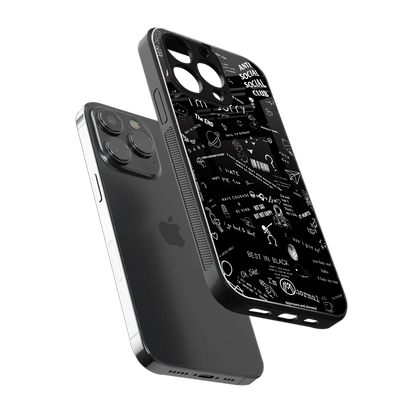 minimalistic black aesthetic collage back phone cover | glass case for iphone 13 pro max