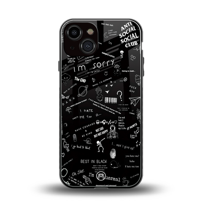 minimalistic black aesthetic collage back phone cover | glass case for iphone 13