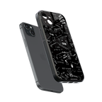 minimalistic black aesthetic collage back phone cover | glass case for iphone 14 plus