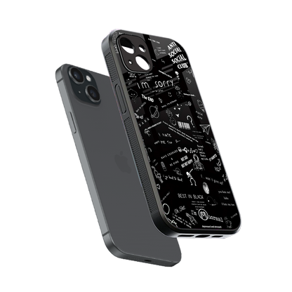 minimalistic black aesthetic collage back phone cover | glass case for iphone 14 plus