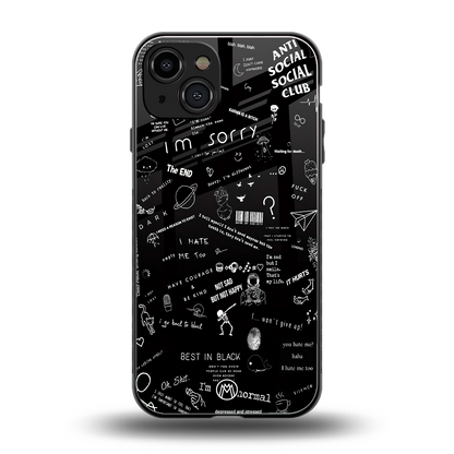 minimalistic black aesthetic collage back phone cover | glass case for iphone 15