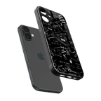 minimalistic black aesthetic collage back phone cover | glass case for iphone 16 plus